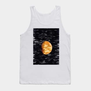 Partial Orange Bright Moon Close Up At Night. For Moon Lovers. Tank Top